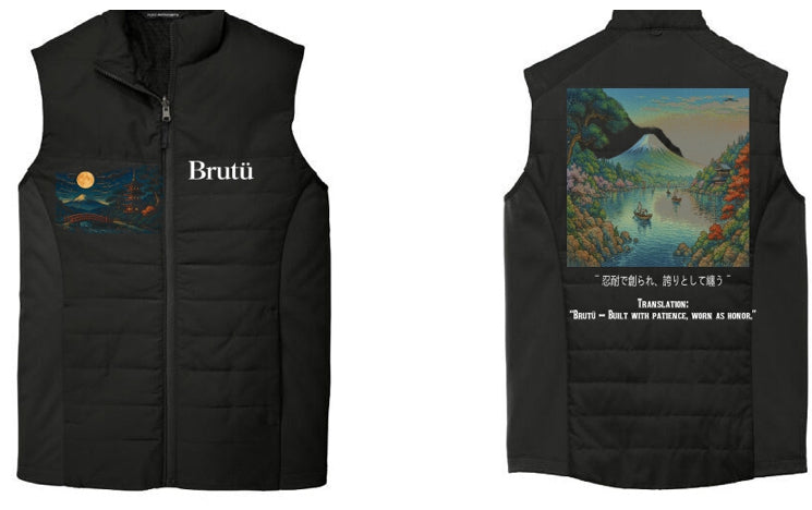 Japanese Woodblock Art Padded Puffer Vest