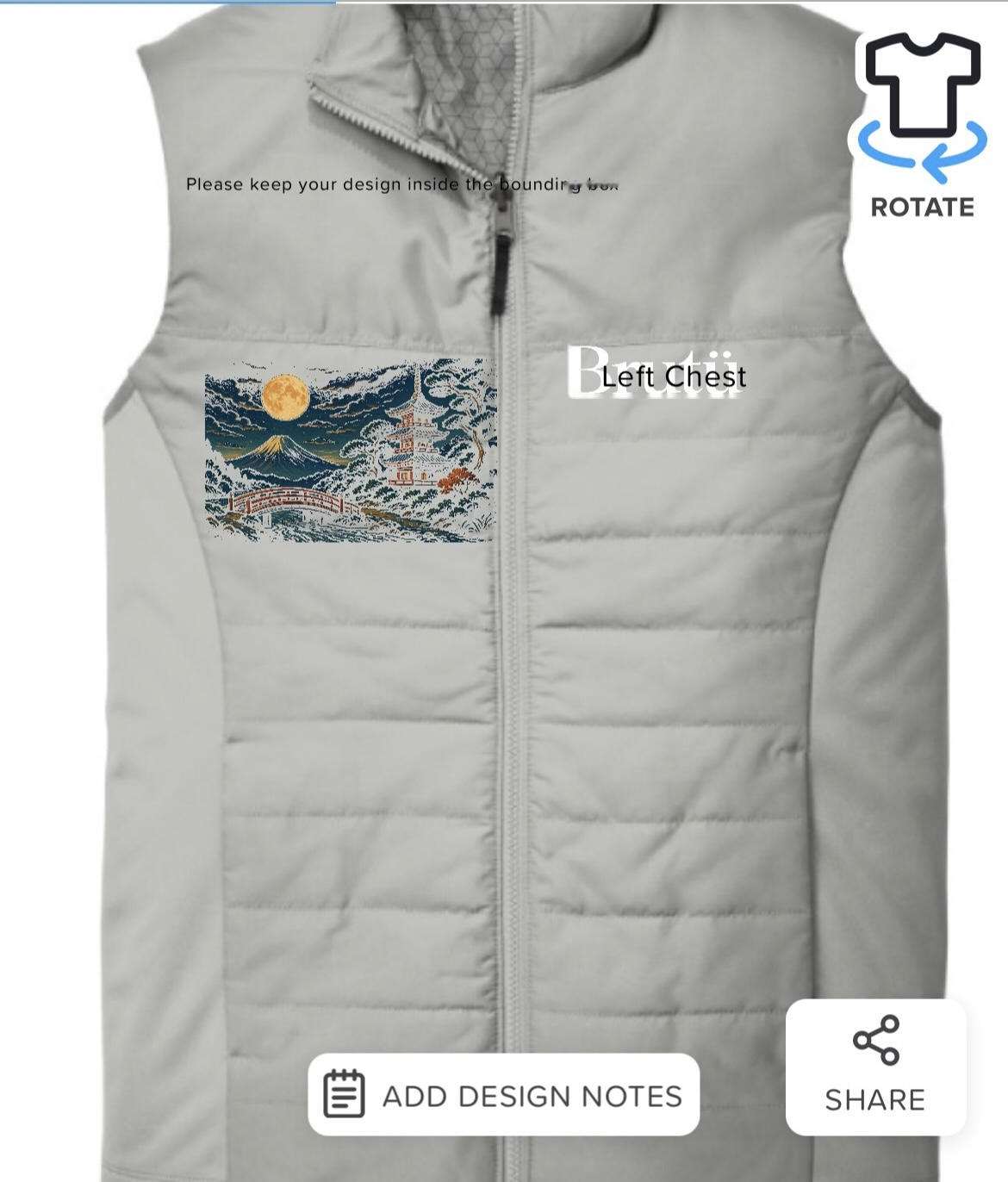 Japanese Woodblock Art Padded Puffer Vest